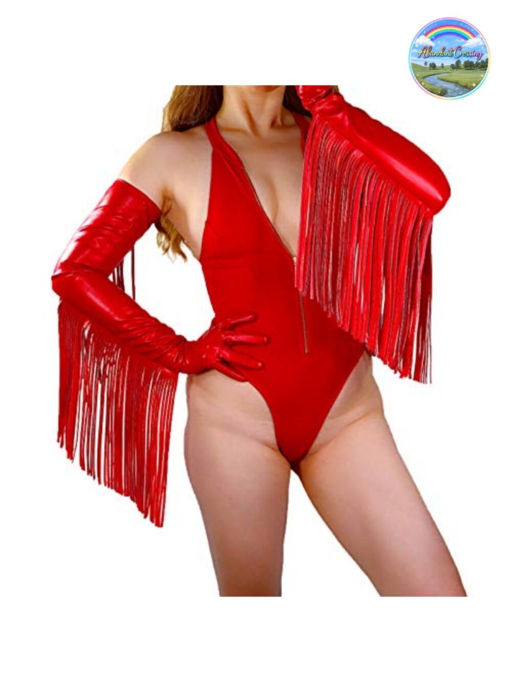 Faux Leather Long Fringe Gloves 28" Tassel Opera Costume